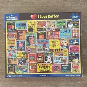 NEW White Mountain “I Love Coffee” 1000 Piece Puzzle